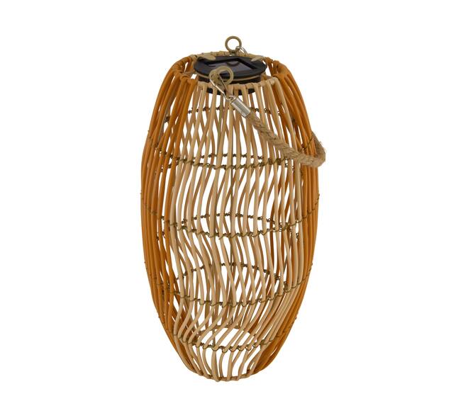 Lantern solar wicker pp 19x19x38cm - Brown