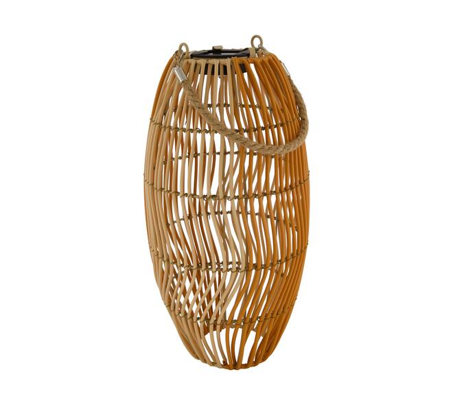 Lantern solar wicker pp 19x19x38cm - Brown