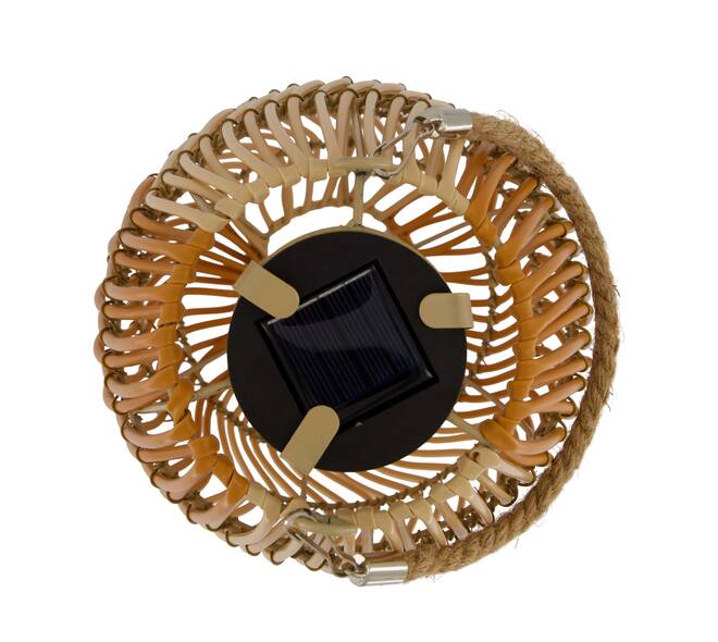 Lantern solar wicker pp 19x19x38cm - Brown