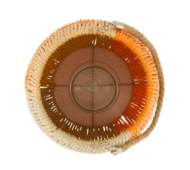 Lantern paper rope with glass 28x28x36cm - Orange