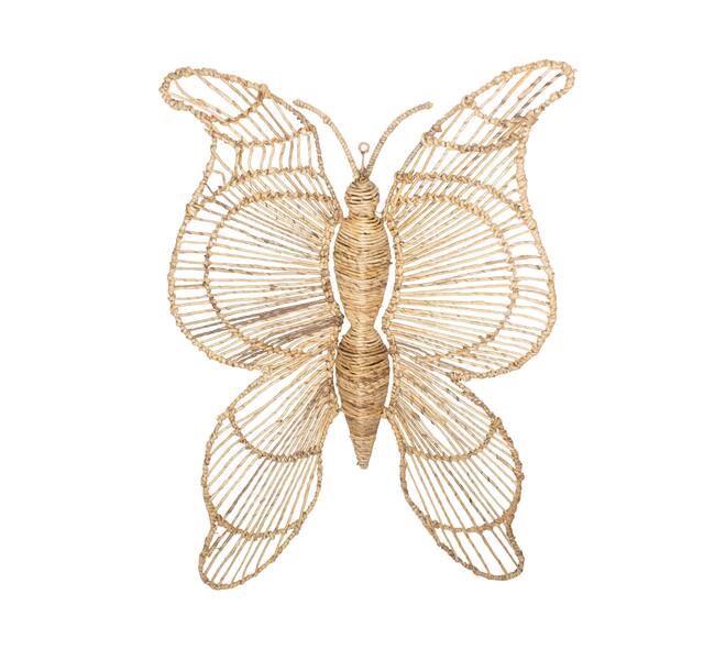Wall art butterfly banana leaf 65x19x101cm - Natural