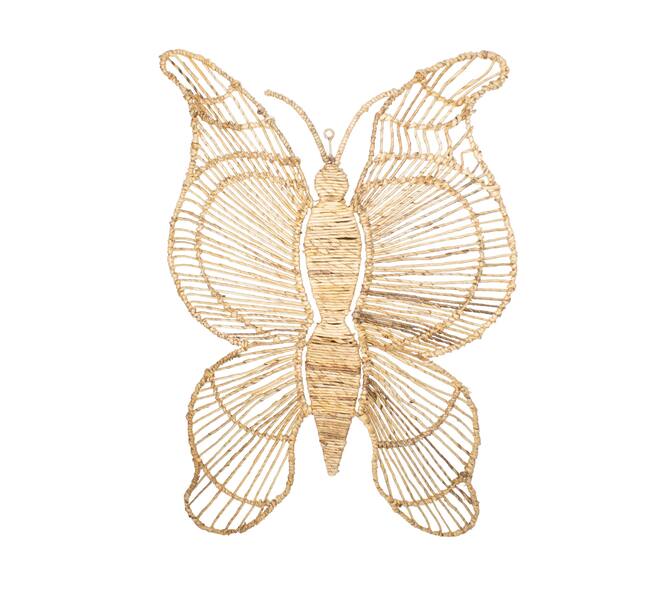 Wall art butterfly banana leaf 65x19x101cm - Natural