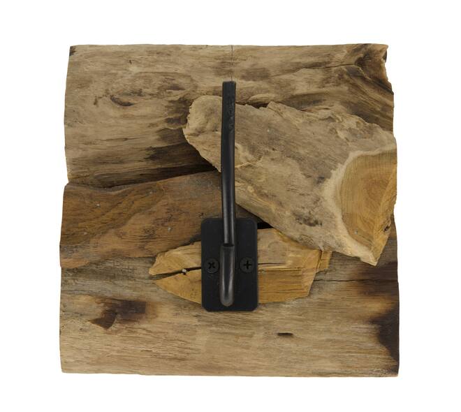 Coat rack teak wood with 1 hook 18x18x8cm