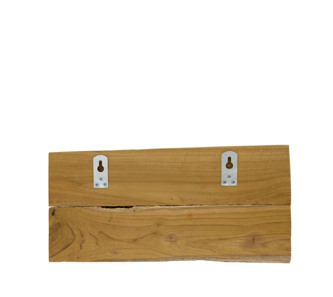 Coat rack teak wood with 2 hooks 38x18x8cm - Natural