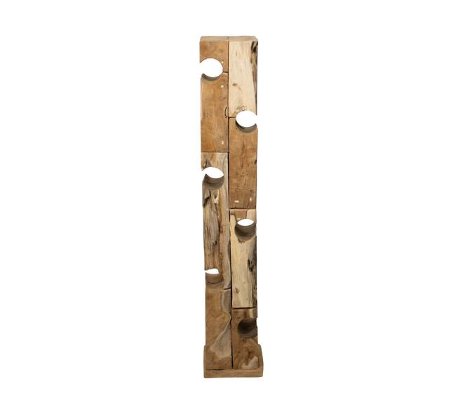 Winebottle holder teak wood on feet 21x21x118cm