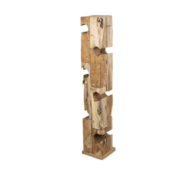 Winebottle holder teak wood on feet 21x21x118cm