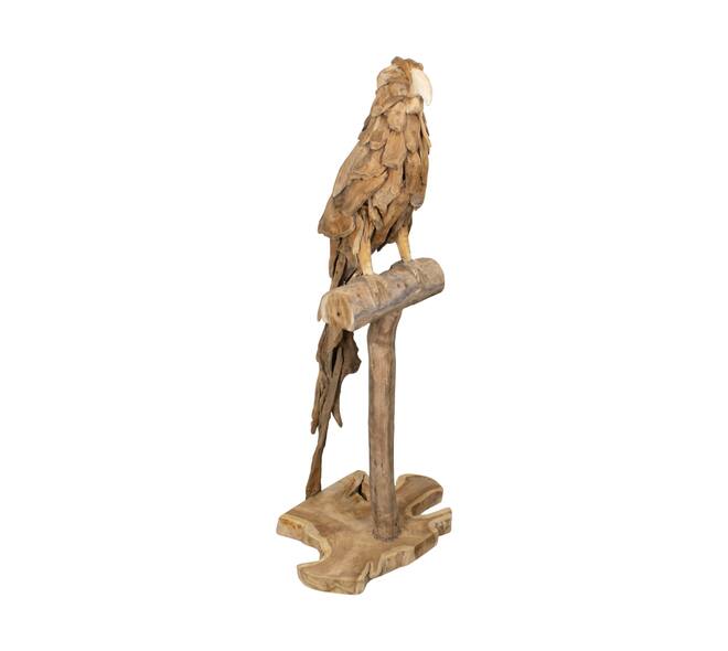 Statue parrot erosion wood on stand 53x38x120cm - Natural
