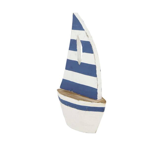 Boat albizia wood 13x5x19cm - Blue
