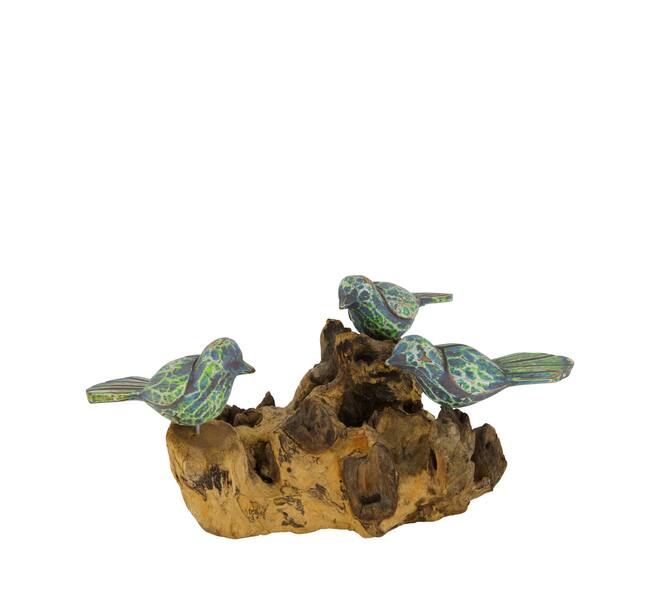 Bird on root 23x15x14cm - Green