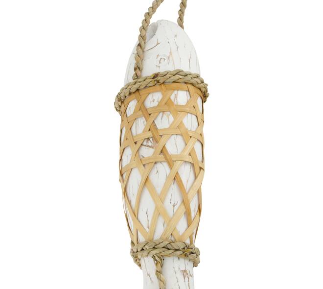 Fish albizia wood with hanger 38x12x8cm - White