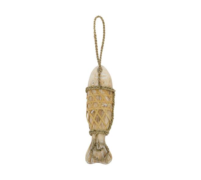 Fish albizia wood with hanger 38x12x8cm