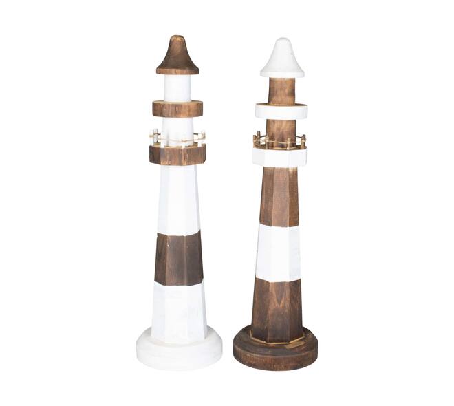 Statue lighthouse albizia wood 16x16x58cm  - Natural