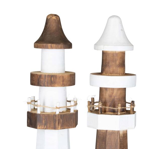 Statue lighthouse albizia wood 16x16x58cm  - Natural