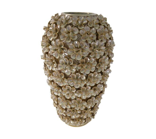 Vase with flowers ceramic 27x27x43cm