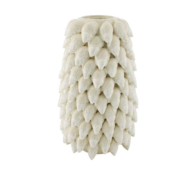 Vase ceramic with shells 19x19x32cm - White