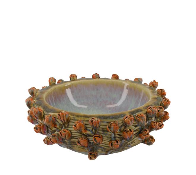 Bowl with tulips ceramic 34x34x13cm - Multi
