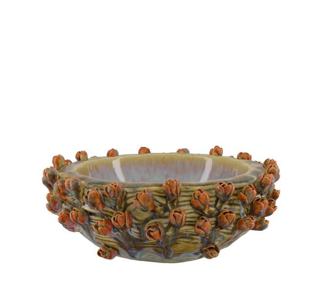 Bowl with tulips ceramic 34x34x13cm - Multi