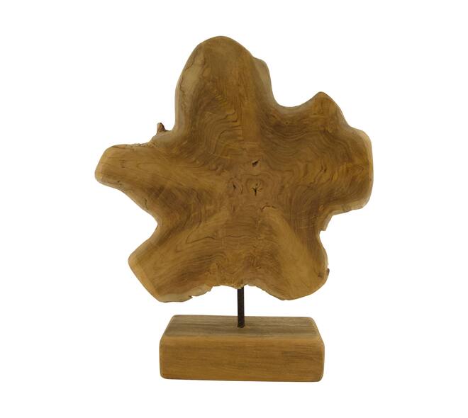 Statue organic teak wood on stand 35x15x45cm - Natural
