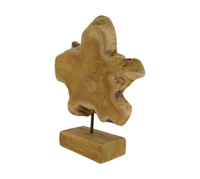 Statue organic teak wood on stand 35x15x45cm - Natural