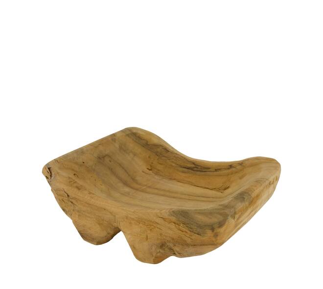 Bowl teak wood on feet 30x20x8cm