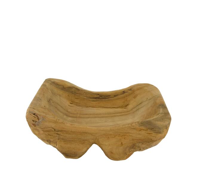 Bowl teak wood on feet 30x20x8cm
