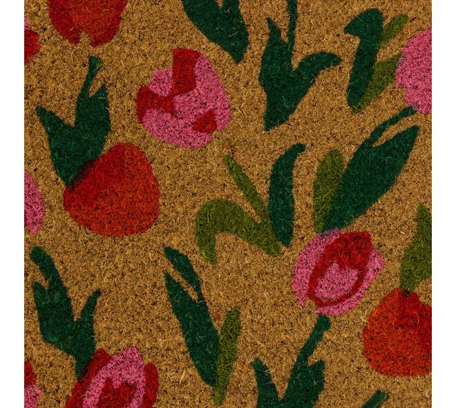 Mixed doormat coco flowers on pallet 58x38x1.5cm - Multi
