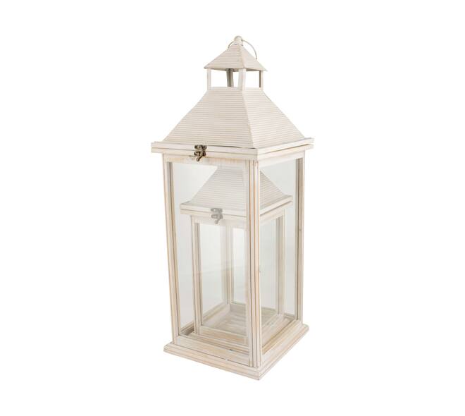 Lantern fir wood with metal with glass 25.5x25.5x67.5cm S/2