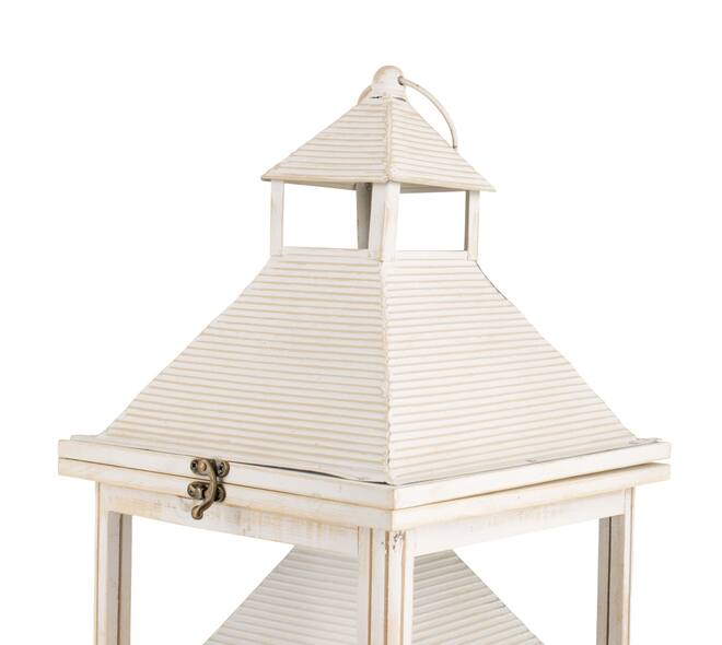 Lantern fir wood with metal with glass 25.5x25.5x67.5cm S/2