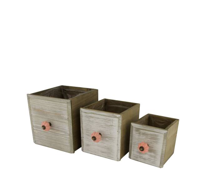 Planter plywood with plastic 18x18x18cm S/3
