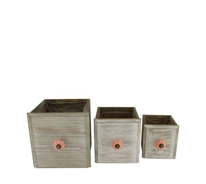 Planter plywood with plastic 18x18x18cm S/3