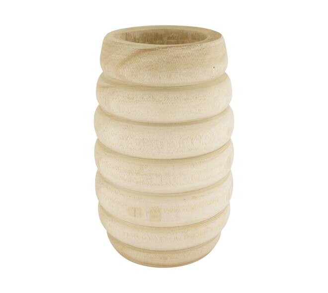 Vase paulownia wood 18x18x28cm - Natural