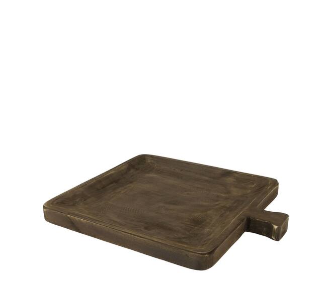 Tray square paulownia wood with handle 38x32x3cm - Black