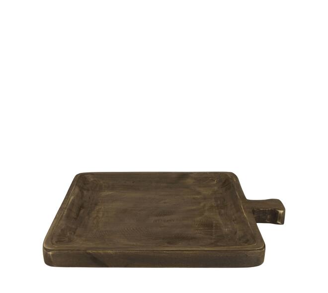 Tray square paulownia wood with handle 38x32x3cm - Black