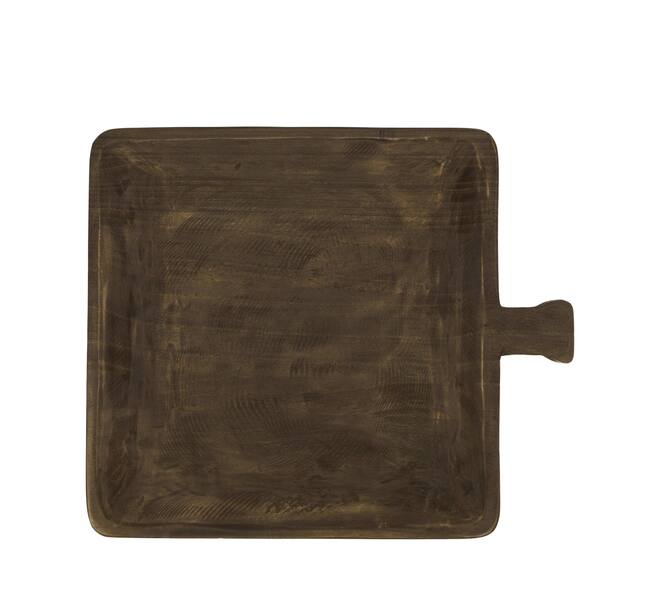 Tray square paulownia wood with handle 38x32x3cm - Black
