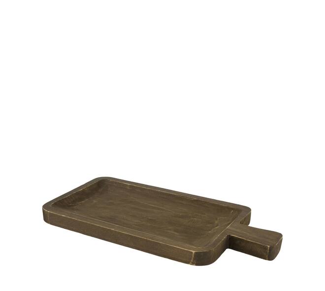 Tray rectangular paulownia wood with handle 38x18x2.5cm - Black