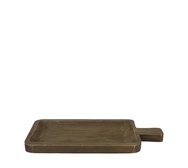 Tray rectangular paulownia wood with handle 38x18x2.5cm - Black