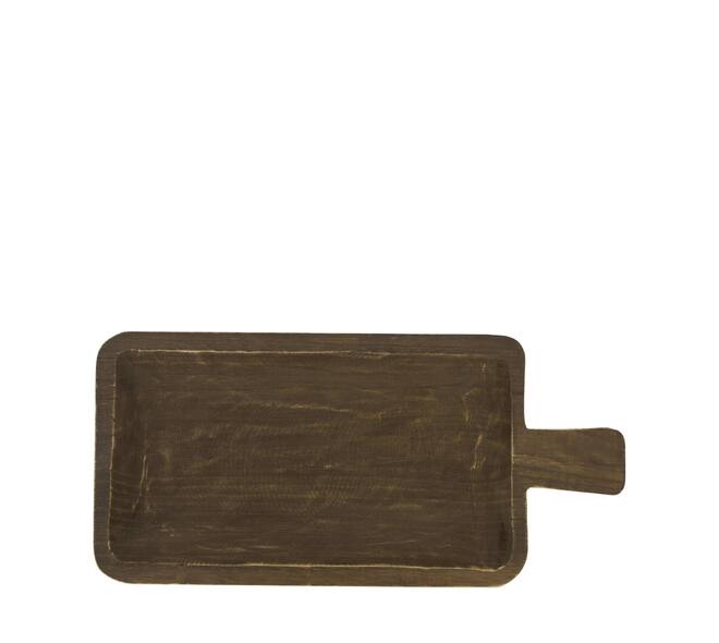 Tray rectangular paulownia wood with handle 38x18x2.5cm - Black