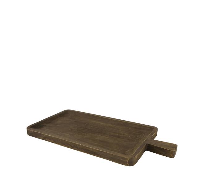 Tray rectangular paulownia wood with handle 58x28.5x3.5cm - Black