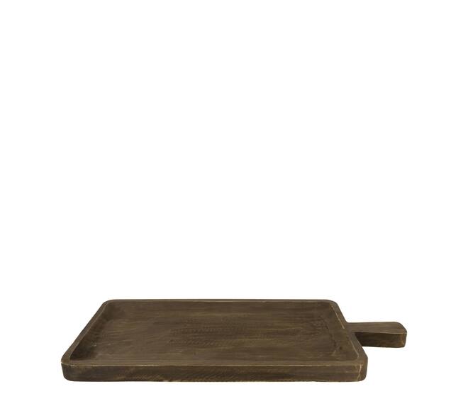 Tray rectangular paulownia wood with handle 58x28.5x3.5cm - Black