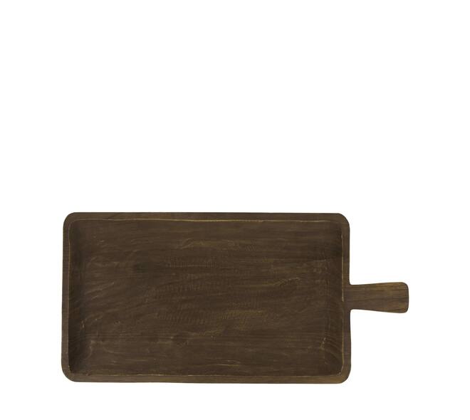Tray rectangular paulownia wood with handle 58x28.5x3.5cm - Black