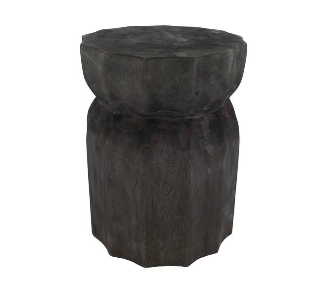 Side table round paulownia wood 28x28x38cm - Black