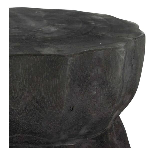 Side table round paulownia wood 28x28x38cm - Black