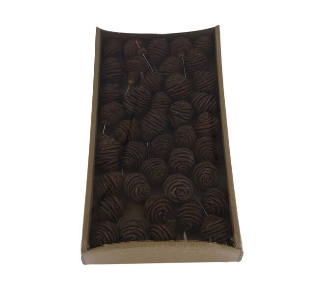 Platyspermum on wire stem 40pc in tray 36x20x5cm - Natural