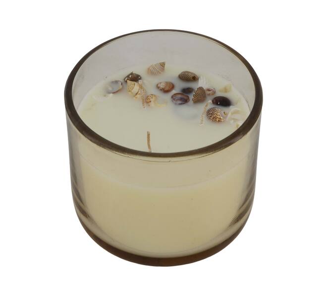 Candle ocean  sea breeze scent wax with glass 11.5x11.5x6cm - Orange