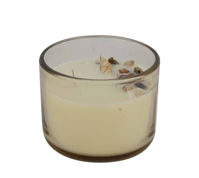 Candle ocean  sea breeze scent wax with glass 11.5x11.5x6cm - Orange