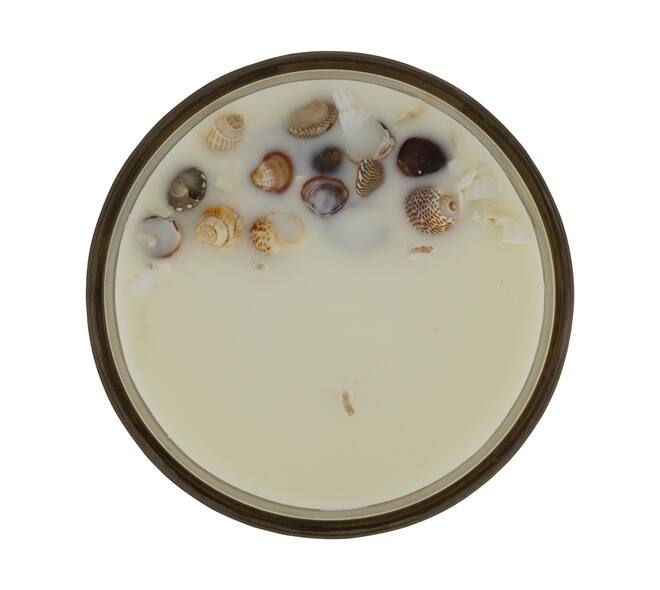 Candle ocean  sea breeze scent wax with glass 11.5x11.5x6cm - Orange