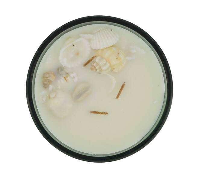 Candle ocean  sea breeze scent wax with glass 11.5x11.5x6cm - Green