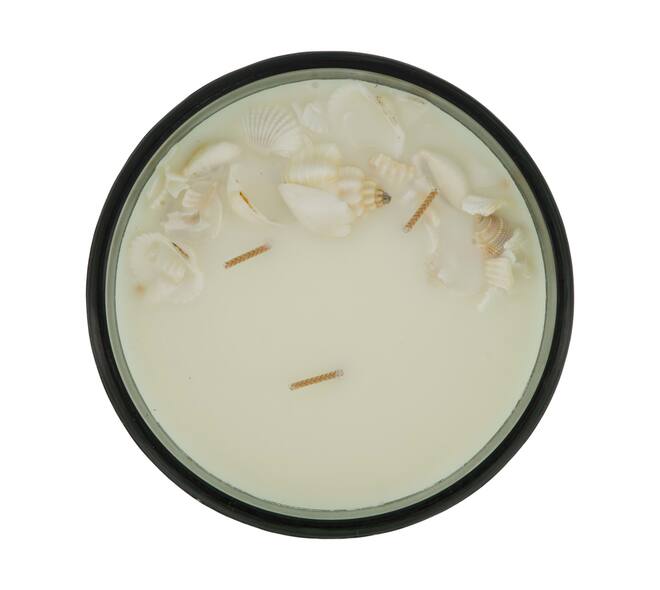 Candle ocean  sea breeze scent wax with glass 13x13x7.5cm - Green