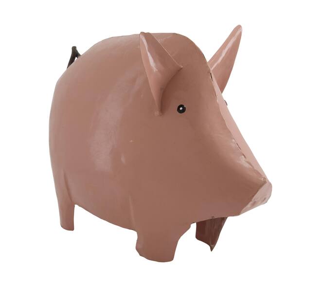 Statue pig metal 38x19x29cm - Pink