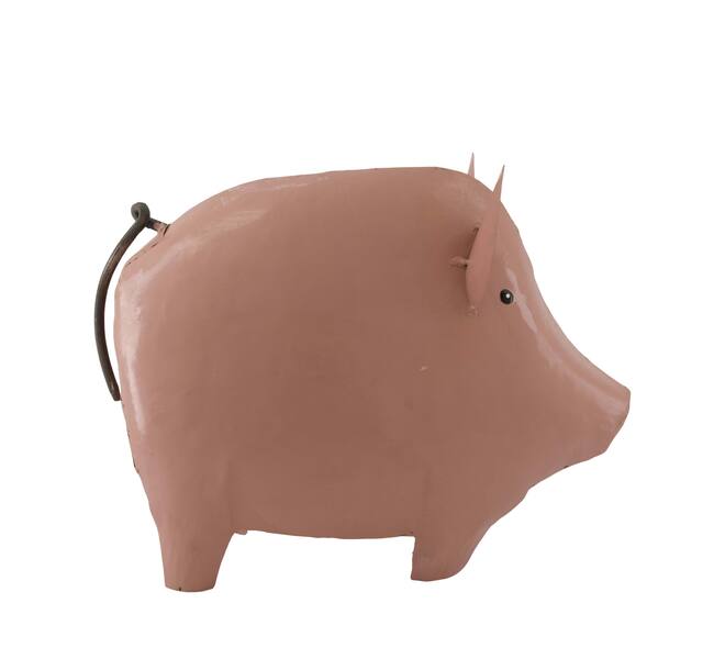 Statue pig metal 38x19x29cm - Pink